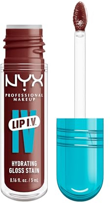 NYX Professional Makeup Lip IV Lip Stain, 1-Swipe Vitamin-Infused Longwear Color, Hydrating Gloss, Up to 12HR Hydration, High Pigment, Wet Shine Finish, Vegan Formula, Mocha Me Wet