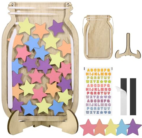 JIANTA Tarro de Recompensa para Niños, Tabla Magnética de Comportamiento | para el Aula Tarro de Recompensa por Buen Comportamiento 30 Estrellas