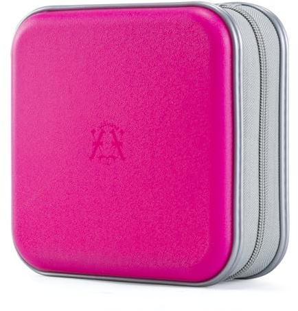alavisxf xx CD Case, 48 Capacity Hard Plastic Portable Travel DVD Case Protective Zipper CD Case Holder Car Storage Wallet Bag (Hot Pink, 48 Capacity)