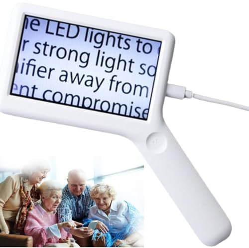 oiakus Loupe numérique de Poche, Aide à la Lecture Portable, Aide visuelle électronique Haute définition de 4,3 Pouces, grossissement 3x/5x/10x avec 6 LED, pour Les Personnes malvoyantes