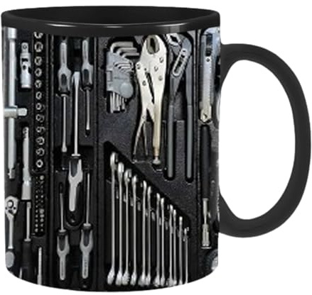 Funny Coffee Tagn For Mechanics | Tazza In Ceramica Nera A Forma Di Cassetta Degli Attrezzi | Grande Tazza Di Caffè Da Regalo Meccanico Per Tè, Birra, Whisky, Vino, Acqua, Succo | Coppa Di Novità Per