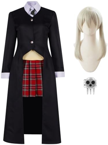 Jiumaocleu Anime Maka Albarn cosplay-kostym för kvinnor, Maka Allada-peruker kläder, fullt set, rollspel för halloween