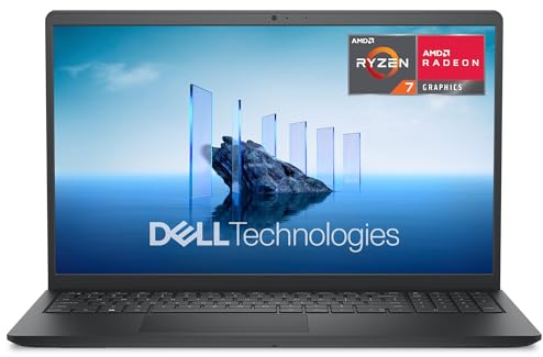 Dell 15 Laptop DC15255 15.6 FHD (1920 x 1080) 120Hz, AMD Ryzen 7 7730U Processor, AMD Radeon Graphics, 16GB DDR4 RAM, 1TB SSD, Windows 11 Home, Carbon Black
