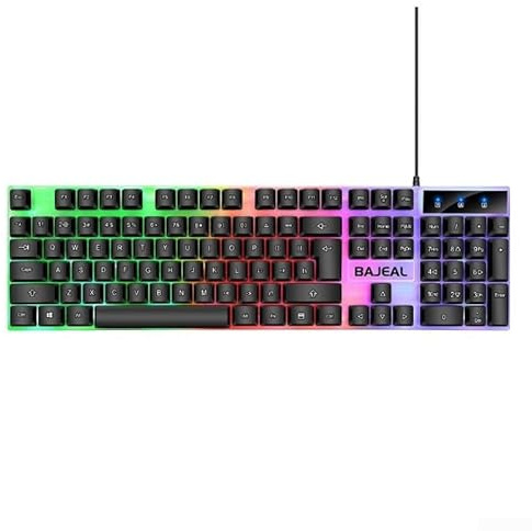 Tastiera meccanica ergonomica da gioco con luci a 7 colori, ideale per giocatori seri in cerca di prestazioni (nero)