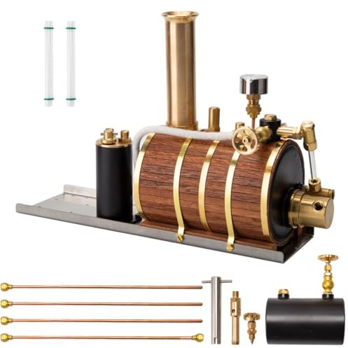 BuildCubes 200ML Modèle de Chaudière à Vapeur pour Moteurs à Vapeur à Un/Deux/Trois Cylindres et Bateaux à Vapeur de 1à1,5m, Horizontale Butane Moteur à Combustion Externe, Cadeau -RTR