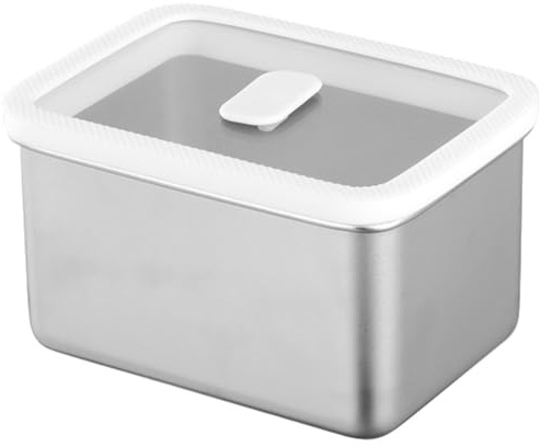 NiuLumea Scatola di fermentazione in acciaio inossidabile con coperchio trasparente, 20 x 13 x 8 cm, contenitore ermetico per lievitazione dell'impasto con guarnizione in silicone e coperchio antigelo