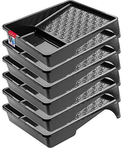 KADAX Bandeja de pintura de plástico, bandeja de pintura con mango pequeño, bandeja de pintura, accesorios de pintura, suministros de pintura, cuenco de pintura (6), color negro