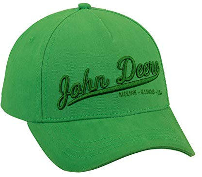 JOHN DEERE Casquette de baseball avec inscription 3D verte - Taille unique - Sergé de coton - Boucle argentée, vert, taille unique