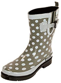 MADSea Ocean Bottes Caoutchouc Bottes de Pluie Femme Demi-Bottes Olive Pois, Taille:39 EU