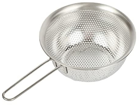 BESTonZON Edelstahl Sieb mit Griff Küchensieb Nudelsieb Haushaltssieb Micro Perforierte Sieb Abtropfsieb feinsieb Schnappsieb Stielsieb für Salat Spaghetti Nudeln Reis 15cm