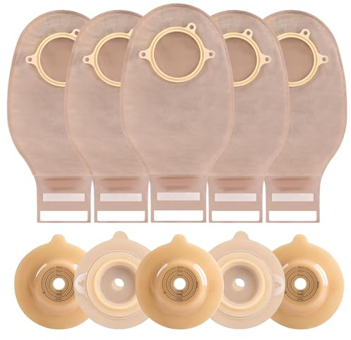 Steawoce Colostomy Bags, 20 PCS Ostomy Supplies Two Piece Drainable Convex Ostomy Bag for Ileostomy Stoma Care, Cut-to-Fit (15pcs Pouches+5pcs Convex Ostomy Barriers)
