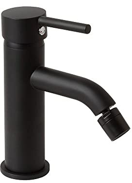 Kiamami Valentina - Rubinetto Miscelatore Bidet | Finitura Nero Opaco | Design Moderno | Certificazione ACS | Completo di Cartuccia e Flessibile, Rubinetto Fassa, Nero Opaco
