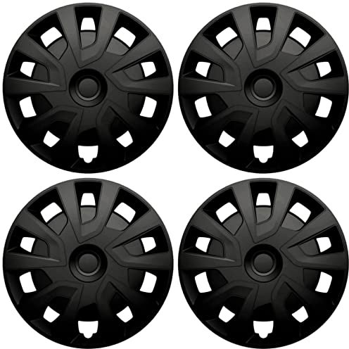 Premium Radkappen 15 Zoll gewölbt in Schwarz-Matt kompatibel mit Wohnmobil Transporter Lieferwagen 4er-Satz gewölbte Radzierblenden Radblenden Raddeckel Radabdeckungen Zierblenden Zierkappen 4er-Set