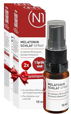 N1 Melatonin Spray - Studie belegt: hilft dir 3x schneller als Standard Melatonin - 142 Tage Vorrat - Melatonin Einschlafspray mit Baldrian & Lavendel