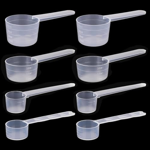 Dosierlöffel, 8 Stück Messlöffel Measuring Spoons Messlöffel Gramm 4g, 5g, 15g, 20g, Dosierlöffel Plastik Messlöffelsets Pulver Löffel Protein Löffel Kaffee für Backmessen Kochen und Flüssigkeit