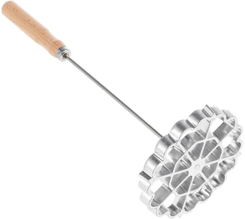 ABOOFAN Bunuelos Moule Manche En Bois Rosette Moule Suédois Rosette Fabricant Aluminium Gaufre Moules Timbale Cookie Bunuelos Outils Pour La Maison Cuisine Ustensiles De Cuisson Gadget