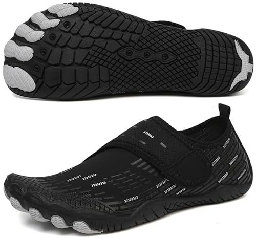 ziitop Barefoot Water Shoes Womens Mens Swim Beach Pool Sea Wet Aqua Shoes Quick Drying Lightweight Comfortable Breathable for Water Aerobics Trainers Unisex Sport Diving Shoes Black White