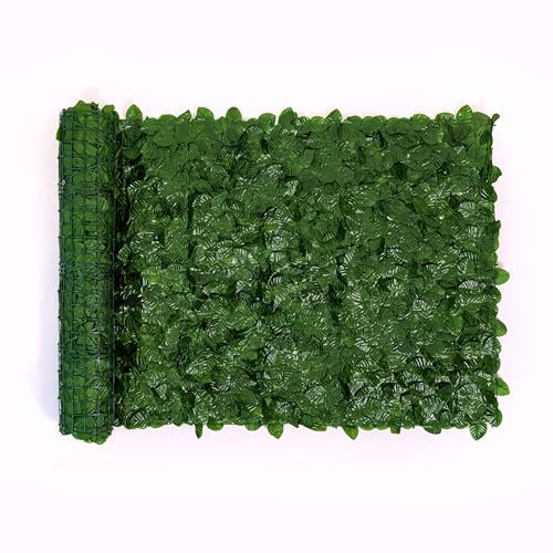 Meridiana - Siepe Finta Artificiale Ornamentale Rotolo Frangivista Frangivento 1680 Foglie Foglia Finta Prato Lauro Osmantus Sintetica Anticaduta Ringhiera Terrazzo Balcone Giardino (1 x 6 Mt)
