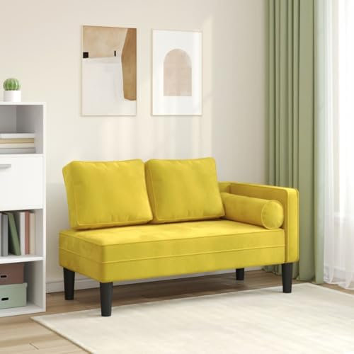 ShGaxin Divansoffa med kuddar i gul sammet, vardagsrumssoffor, relaxsoffa - 4007577