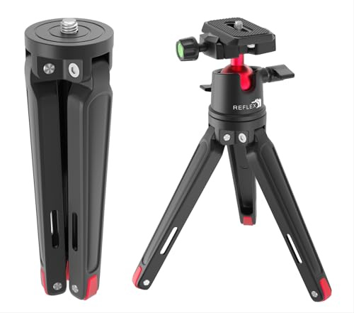 REFLEX CAMERA Metal 9 Mini Tripod Desktop Tripod with 360° Ball Head and 1/4-20 Screw for DSLR Cameras, Smartphone, Projectors with Quick Release Plate & Bubble Spirit Level, 5Kg Load