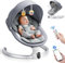 Helangel Columpio para bebés, balancín eléctrico con aplicación y mando a distancia, arnés de 5 puntos mejorado, 10 canciones Bluetooth y 5 velocidades, soporta 9 kg