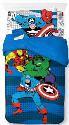Jay Franco Marvel Comics Avengers 100% Cotton 3 Piece Single Bedding Set - Superhero Collection Includes Duvet Cover, Fitted Sheet & Pillowcase