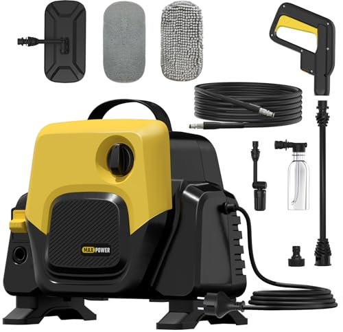 Hochdruckreiniger,Mini hochdruckreiniger mit 5-in-1Düse,Pressure Washer Druck Max100 bar,480 L/h Fördermenge, 5m Hochdruckschlauch,Druckreiniger Für Fahrrad, Haus, Terrasse,Auto