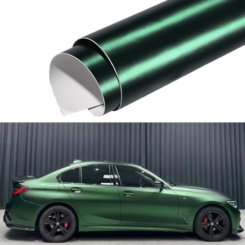 XhuangTech Metallic Car Film Dark Green, Waterproof PVC Car Wrap Film Self-Adhesive Decal, DIY Air Release Paint Protection Film Exterior Interior Accessories for Car, Motorbike, Bicycle (152x30CM)