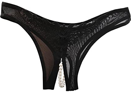 Sous-vêtements en coton pour femme - Culotte de coupe - Perles de massage - Taille basse - Triangle - String - Sous-vêtements pour hommes, Noir , taille unique