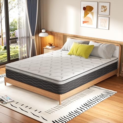DEWINNER Matelas 140x190 Épaisseur 25 cm, Matelas de lit d'adulte,Matelas à Ressorts Ensachés et à mémoire de Forme, Dureté Moyenne, Matelas 7 Zones, Soutien Parfait, Respirant (140x190x25)