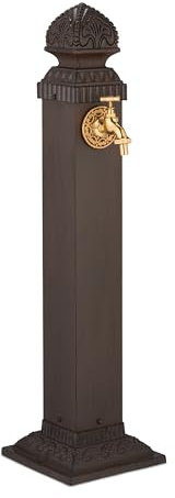 Relaxdays Fontaine extérieure pour Le Jardin ou la terrasse, Robinet, Design Antique, HxLxP 81 x 21 x 24,5 cm, Marron