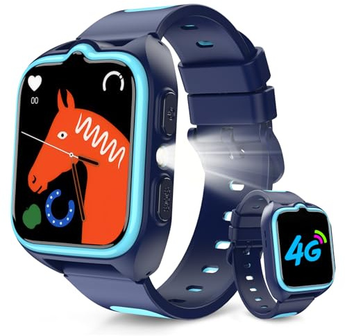 Baolubao Reloj Inteligente Niño 4G, Smartwatch Niños con GPS, Videollamadas, Chat de Voz, Ilamadas, Modo Escuela, SOS, 1.75 Smartwatch con Linterna, Funda de Silicona Suave, Batería Grande de 800 mAh