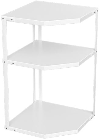 Segrehy Scaffale da piccolo ad angolo, a forma di ventaglio, salvaspazio, stabile, in acciaio al carbonio, supporto per pentole, padelle, per organizzare il ripiano della, durevole, (3 strati bianco