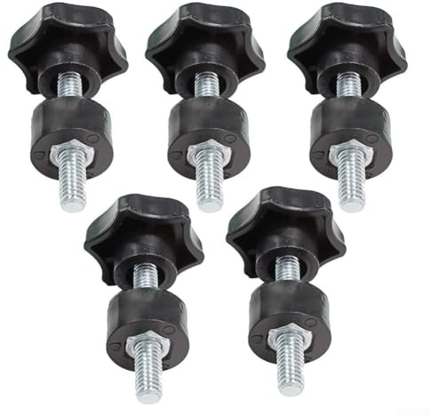 Confezione da 5 maniglie di serraggio filettate a forma di stella, M6 x 35 mm, in bachelite, per tornio, trapano, frese, viti di serraggio nere
