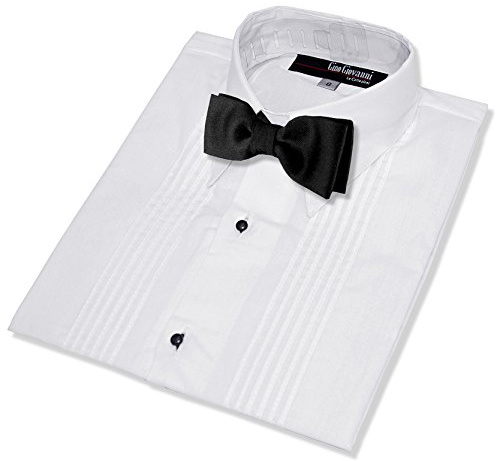Gino Giovanni Boys Formal Tuxedo Shirt with Bow Tie #G112 (12, White)
