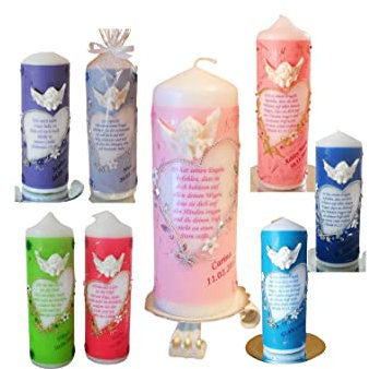 Taufkerze/Kommunionkerze,Konfirmationskerze, Patenkerze mit Spruch inkl.Name,Datum**Junge Mädchen