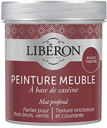 Libéron Peinture meuble à base de caséine, Rouge Théâtre 500 ML