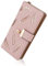 QH-Shop Lange Geldbörse Damen Leder Große Kapazität Geldbeutel mit Blatt Reißverschluss Brieftasche Kartenhalter Portemonnaie Mit Handyfach Rosa