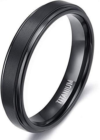 Zakk Anello da uomo e da donna titanio anelli di fidanzamento fedi nuziali nero spazzolato 4mm 6mm 23mm (4mm,66 (21.0))