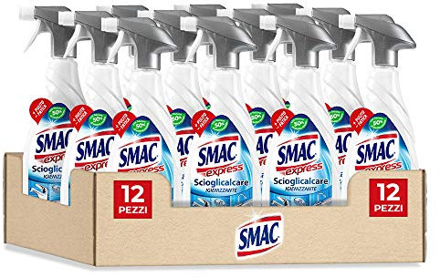 Smac Express – Descalcificador desinfectante en spray, limpiador antical para baño con barrera protectora, 650 ml x 12 unidades