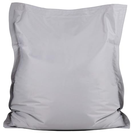 Bean Bag Bazaar Kids Bean Bag, Grey, Water Resistant Fabric, Floor Cushion, Beanbag for Indoor and Outdoor Use with Filling Included, 125cm x 100cm, Gaming, Bedroom, Playroom, Garden