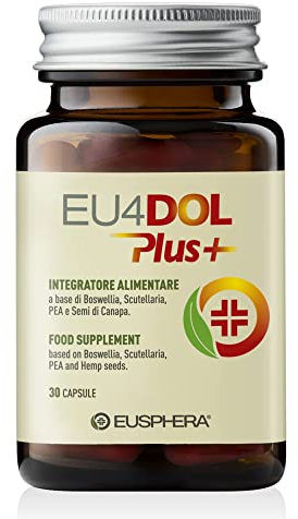 EU4DOL PLUS - Integratore Articolazioni, Ossa, cartilaggine e Dolori Articolari per Sollievo Muscolare e tenditi,Boswellia Serrata, Canapa e PEA Antinfiammatorio - integratori naturali