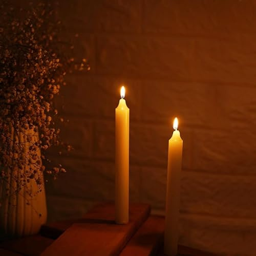 Welburn Veda&Co Church Candles - Pack of 24, 19mm x 7 (7 Hour Burn Time), 100% Paraffin Wax, for Memorial, Christmas Eve, Shabbat (White)