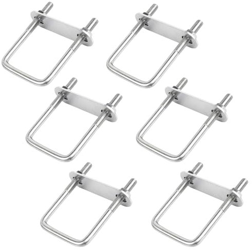 6 Piezas Pernos en forma de U M6 x 50 x 100 mm Pernos en U Cuadrados de Acero Inoxidable con Tuercas Placa de Marco para Instalaciones de Construcción de Tuberías y Aplicaciones Industriales