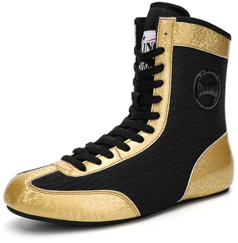 Scarpe da wrestling antiscivolo e traspiranti,scarpe da boxe unisex con supporto elevato,stivali da wrestling, stivali da combattimento,scarpe da allenamento, supporto extra alla caviglia per pugili (