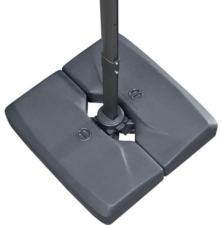 PURPLE LEAF Base per Ombrellone per Ombrelloni Decentrati, Basi per Ombrellone 100 kg, 91 x 90 x 17 cm, Riempibile con Acqua e Sabbia, Grigio