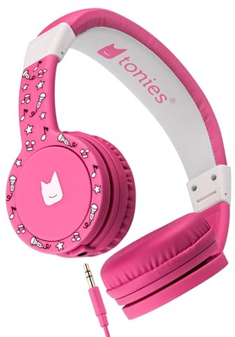 Tonies Foldable Wired Headphones for Kids - Comfortably Designed to fit On-Ear - Works with Toniebox 1 and All 3.5mm Devices - Pink