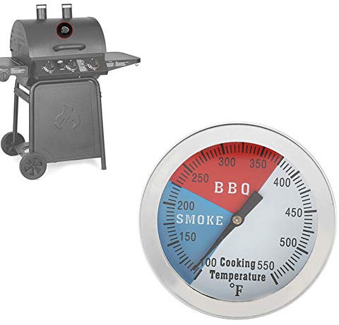 Termometro per Barbecue in Acciaio Inossidabile, Temperatura Precisa della Cappa Rotonda da 100-550 ℉ per Griglia del Forno per Barbecue