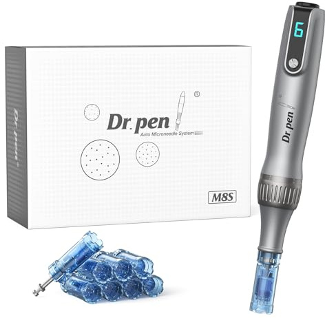 Dr. Pen M8S Microneedling Pen, Original Dr. Pen Macchina Microneedle Senza Fili Kit Penna Professionale Microneedling per Viso Corpo Capelli Barba Crescita Regalo - 8 Cartucce