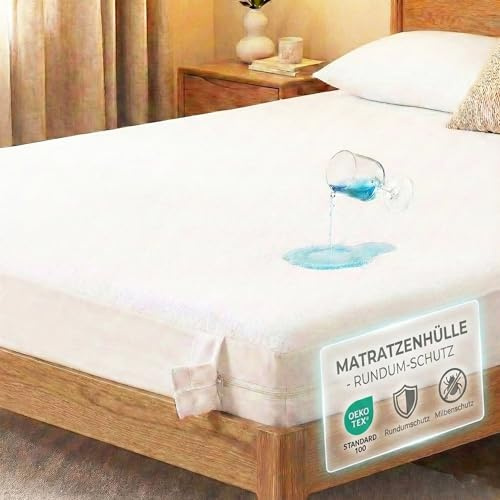 Degrees of Comfort Matratzenschoner 90x200 cm – Wasserdicht & Scotchgard Fleckenschutz – Bezug mit Reißverschluss für Matratzen bis 16 cm Höhe – Waschbar, Oeko-TEX, Hautfreundlich